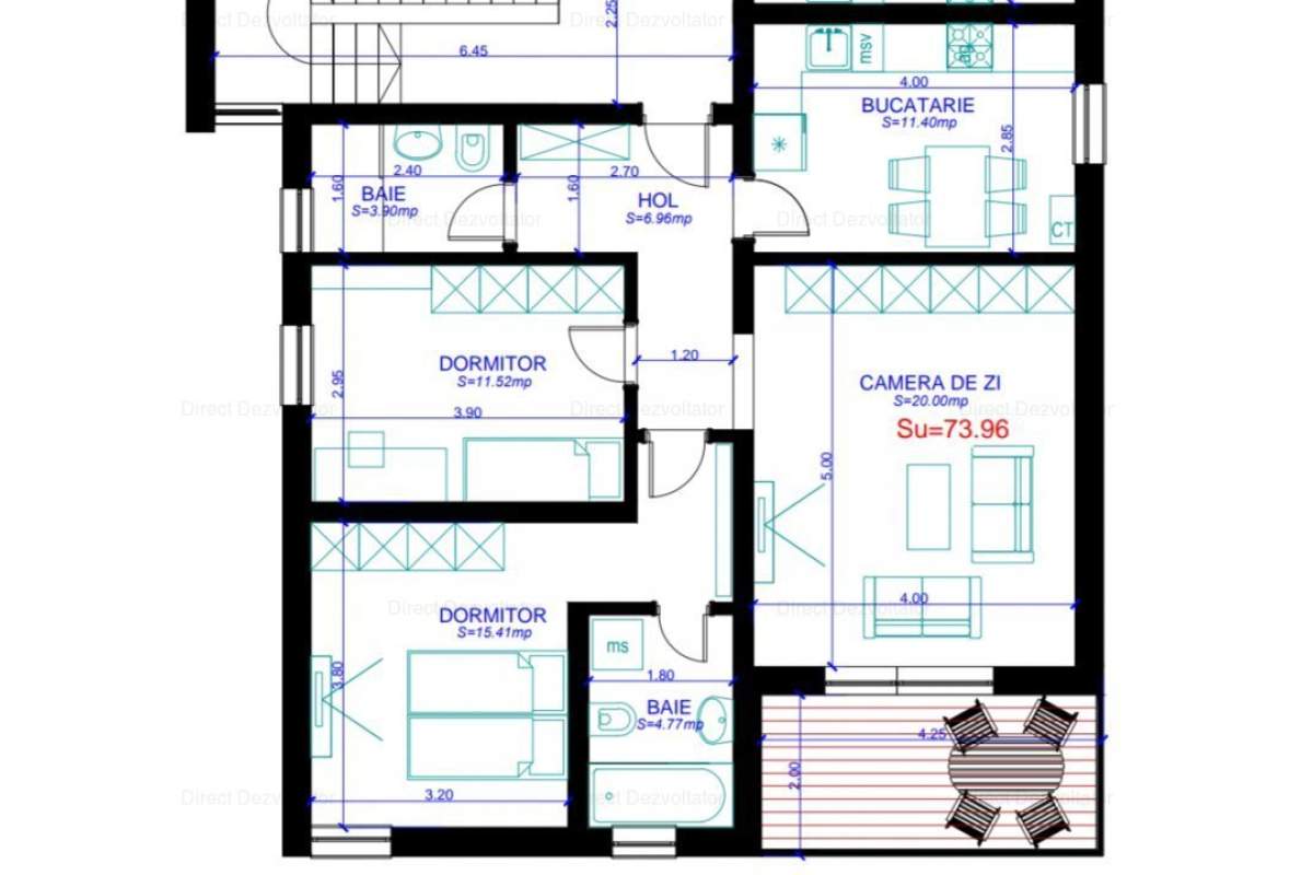  Ap. 3 cam cu 2 bai in bloc nou Aradului